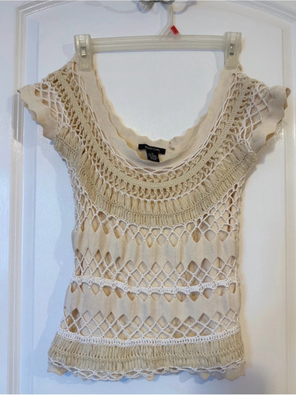 Dolce Cabo Cream Crochet Knit Blouse